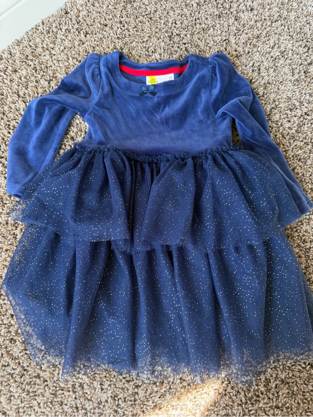 Epic Threads Toddler Girl Navy Blue Velvet & Glitter Tulle Tutu Dress - 3T
